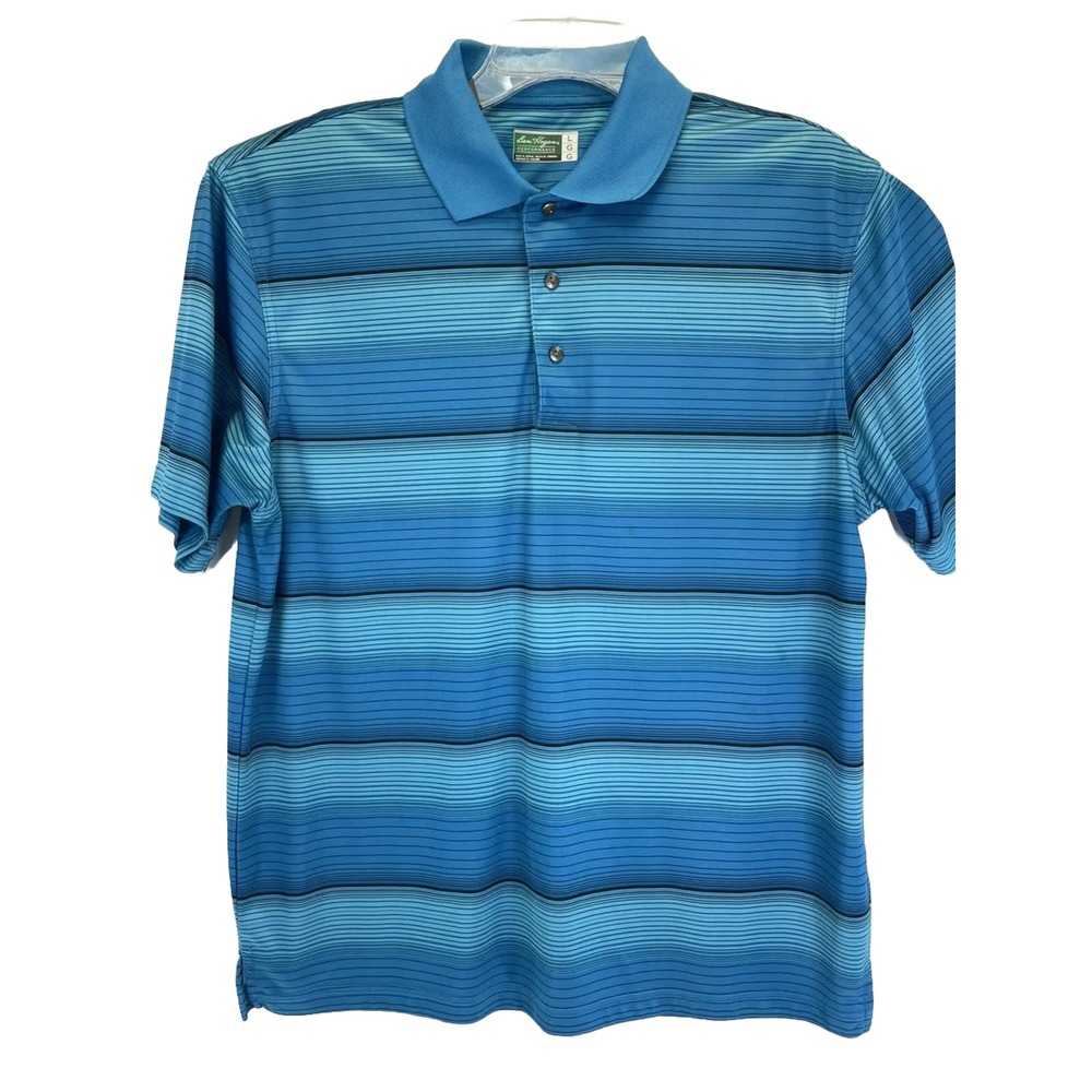 Ben Hogan Performance Mens Sz Large Blue Striped Golf Polo Shirt (X23) NW/OTs